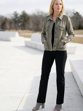 Old Navy Utility Military Jacket Women's XL Army Green Zip Button Front